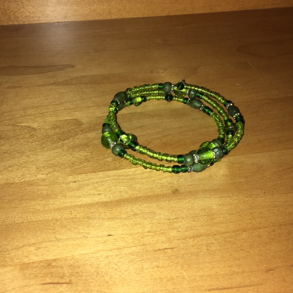 Wrap Green Beaded Bracelet